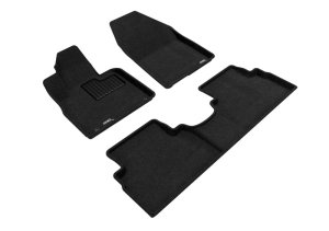 Hyundai Santa Fe Floor Mats - Front and Rear - 3D MAXpider - Elegant - Black - `19-`20 Hyundai Santa Fe Floor Mats - Front and Rear - 3D MAXpider - Elegant - Black - `19-`20